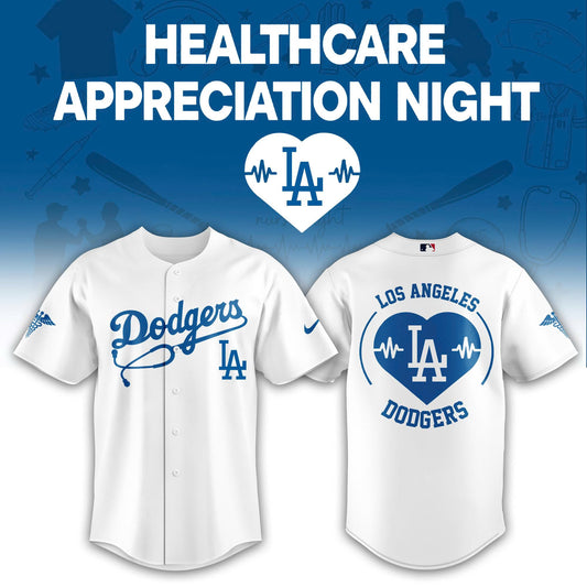 2026 Los Angeles Dodgers Healthcare Appreciation Night Limited Edition Jersey Jogger And Cap Outfit White