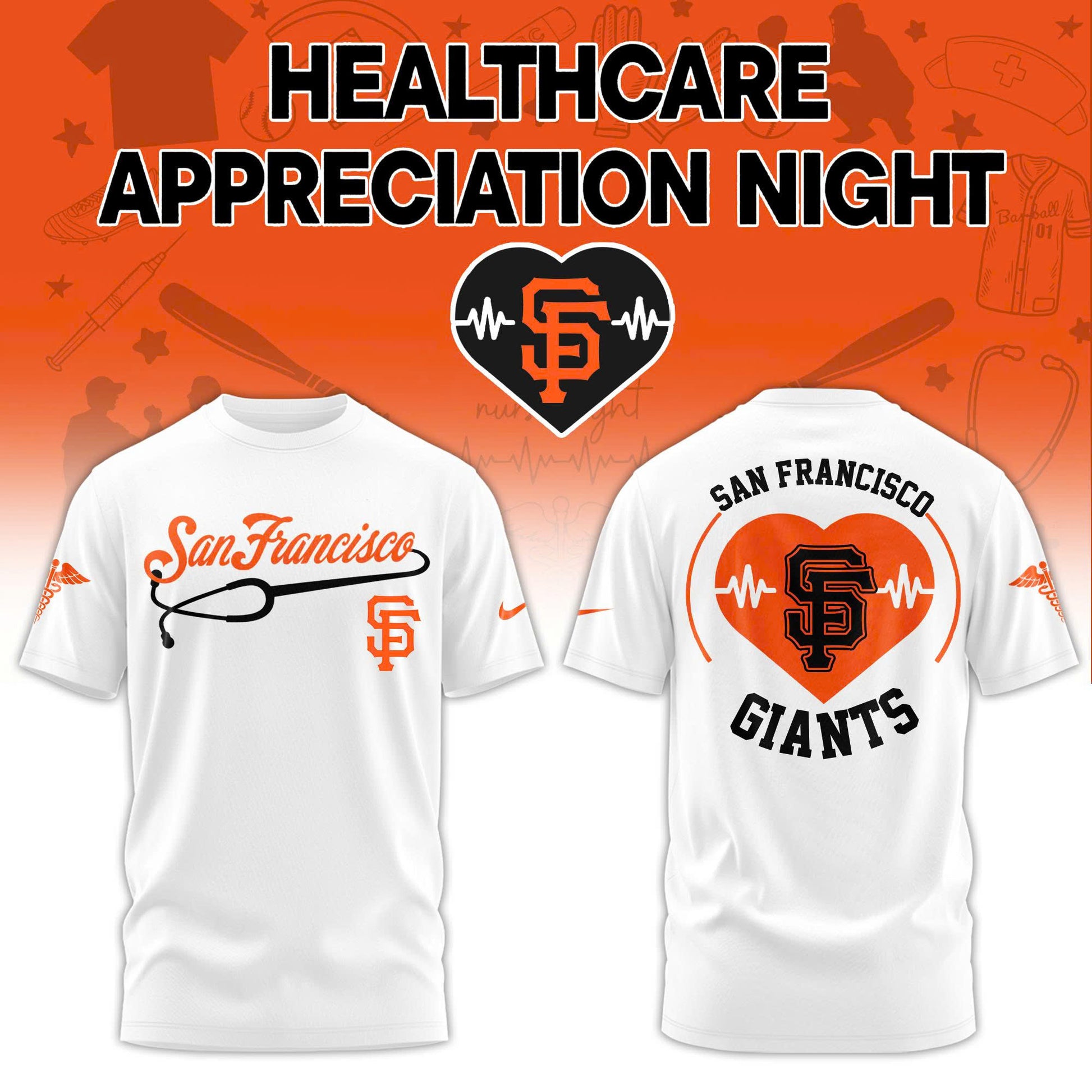 2026 San Francisco Giants Healthcare Appreciation Night Limited Edition T-Shirt Jogger And Cap Outfit White