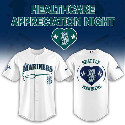 2026 Seattle Mariners Healthcare Appreciation Night Limited Edition Jersey Jogger And Cap Outfit White
