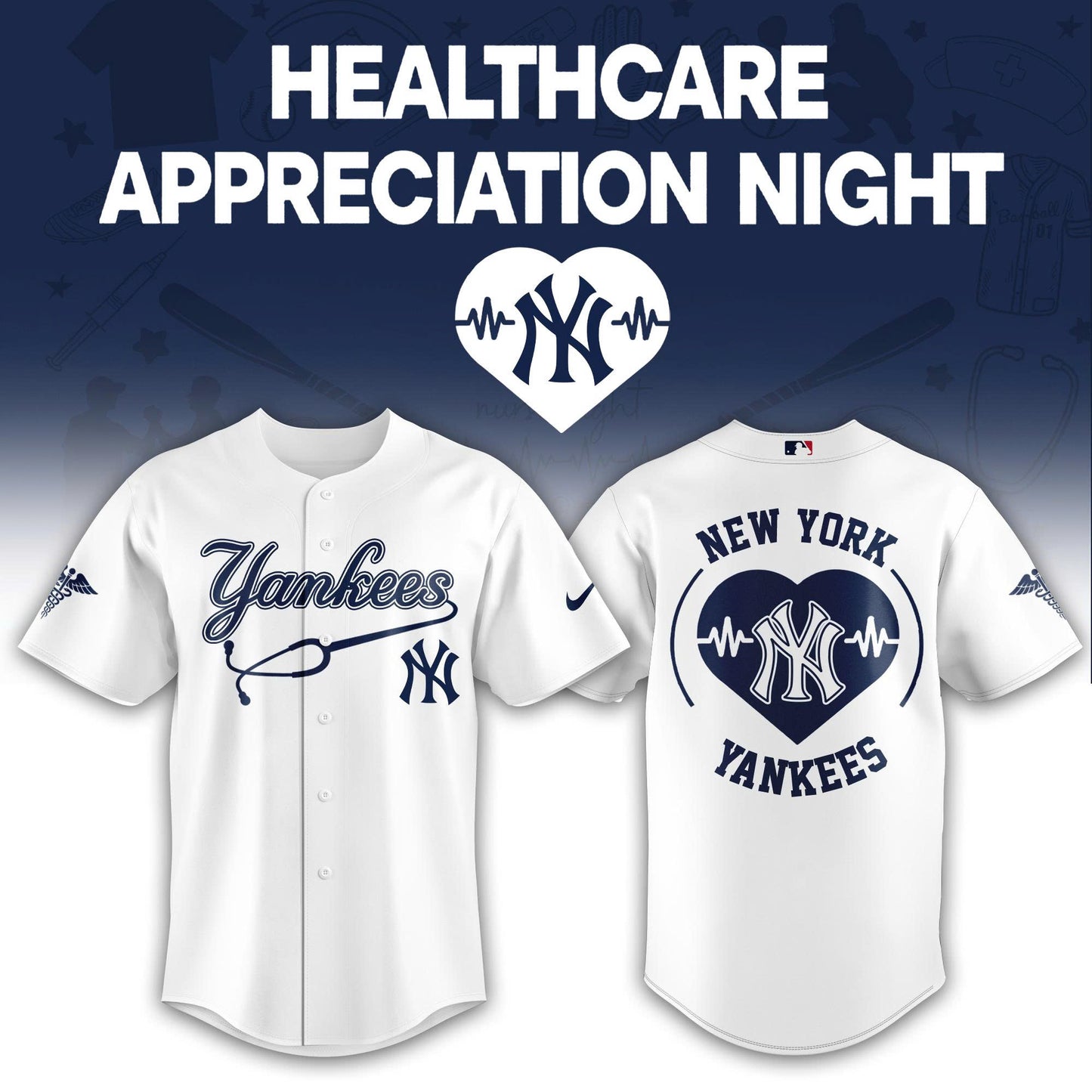 2026 New York Yankees Healthcare Appreciation Night Limited Edition Jersey, Jogger And Cap Outfit White