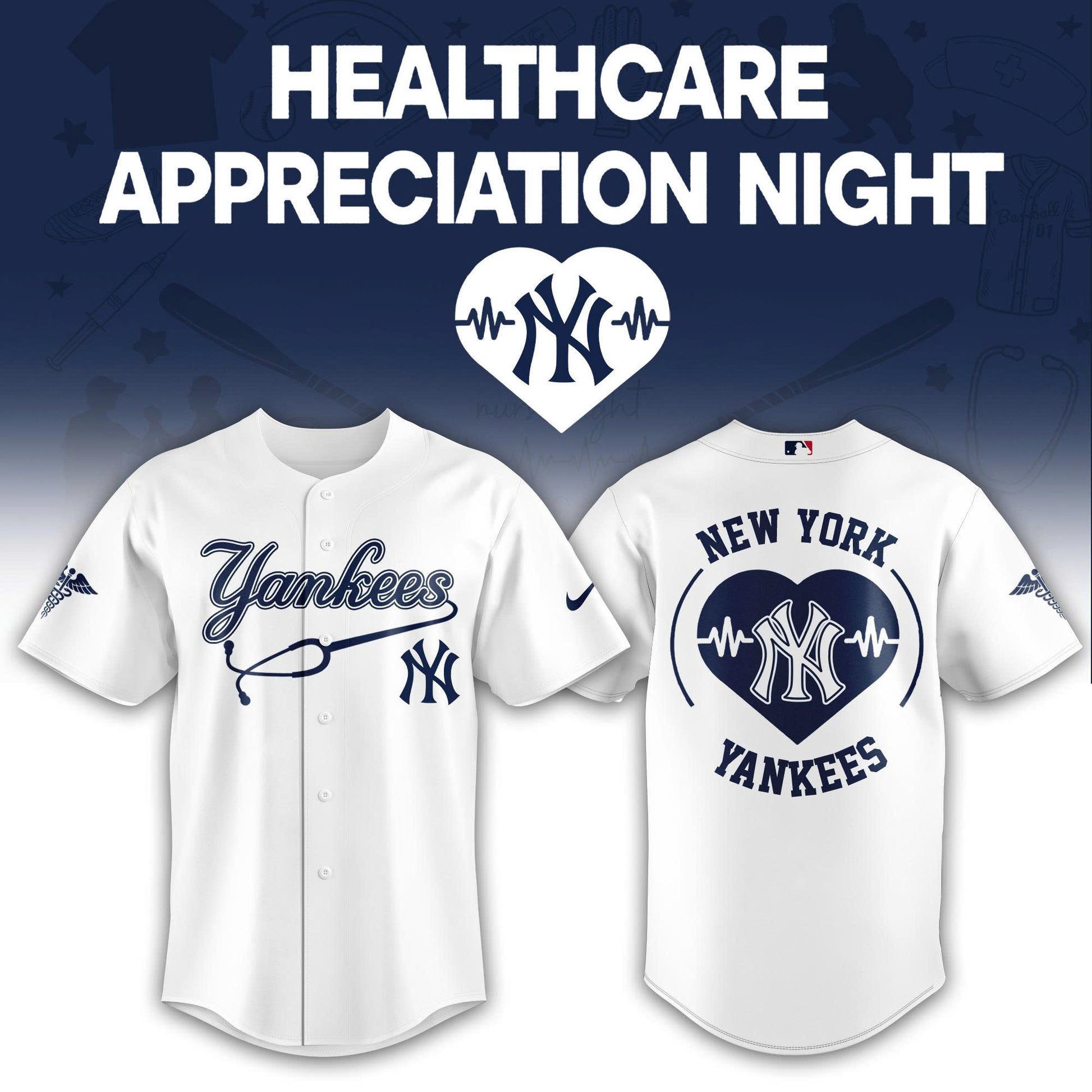 2026 New York Yankees Healthcare Appreciation Night Limited Edition Jersey, Jogger And Cap Outfit White