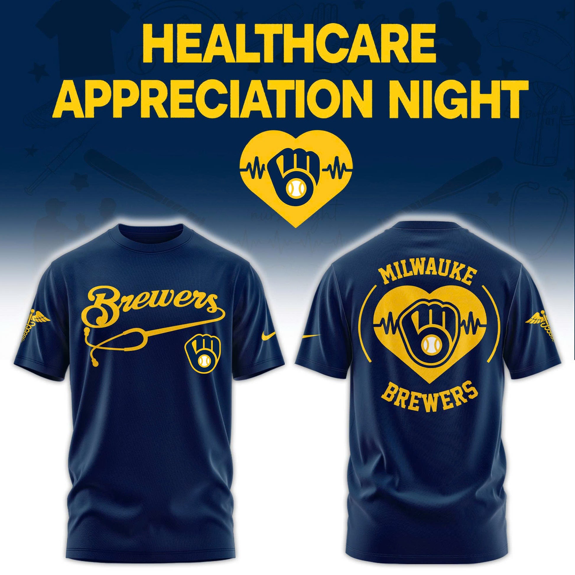 2026 Milwaukee Brewers Healthcare Appreciation Night Limited Edition T-Shirt Jogger And Cap Navy Blue Outfit