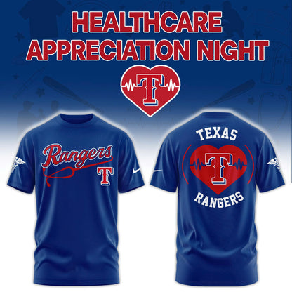 2026 Texas Rangers Healthcare Appreciation Night Limited Edition T-Shirt Jogger And Cap Outfit Blue