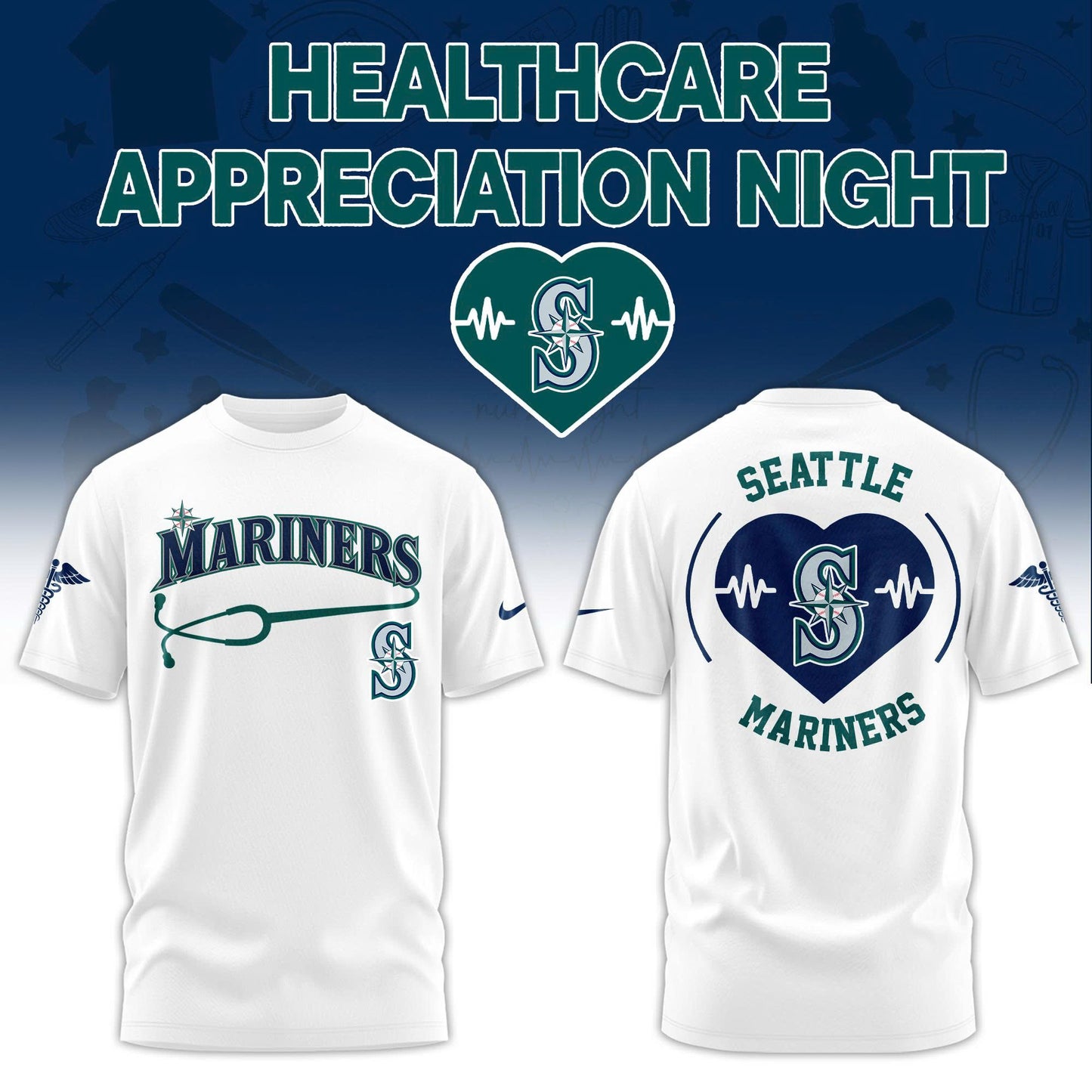 2026 Seattle Mariners Healthcare Appreciation Night Limited Edition T-Shirt Jogger And Cap Outfit White