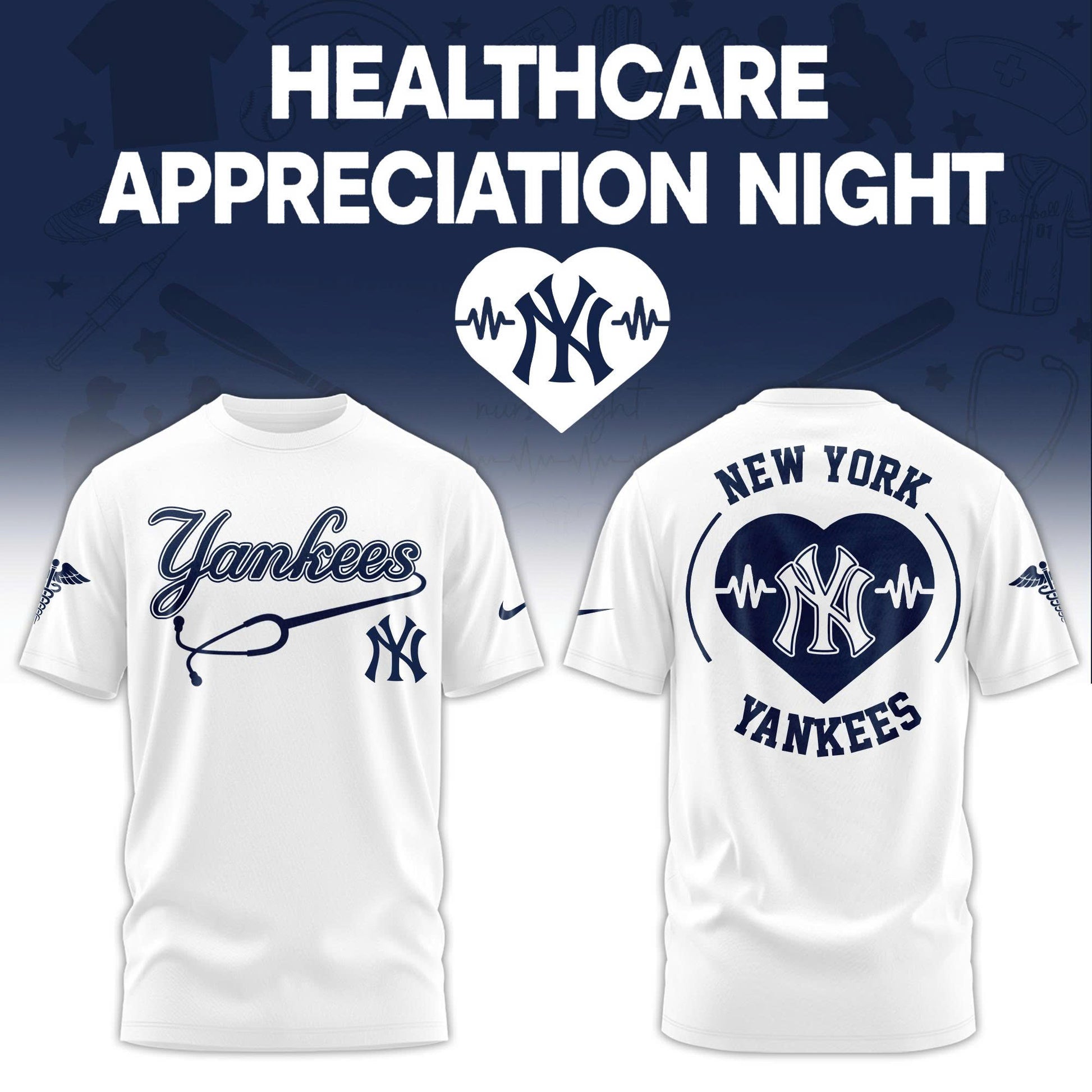 2026 New York Yankees Healthcare Appreciation Night Limited Edition T-Shirt, Jogger And Cap Outfit White