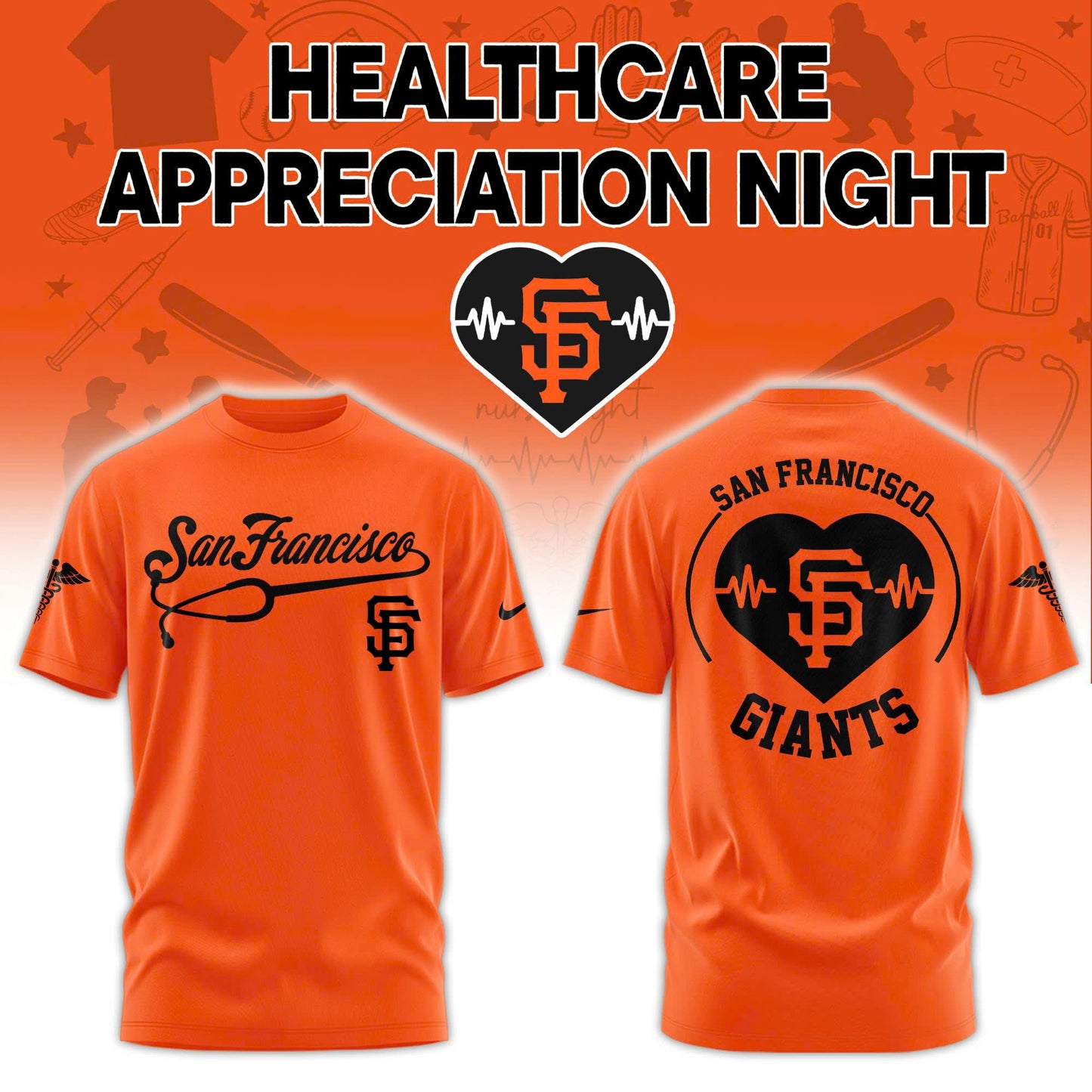 2026 San Francisco Giants Healthcare Appreciation Night Limited Edition T-Shirt Jogger And Cap Outfit Orange