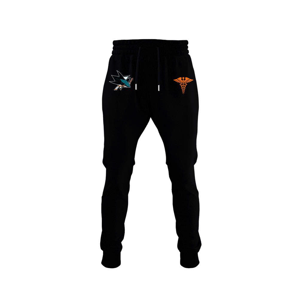 2026 San Jose Sharks Healthcare Appreciation Night Limited Edition Hoodie, Jogger And Cap Outfit Black