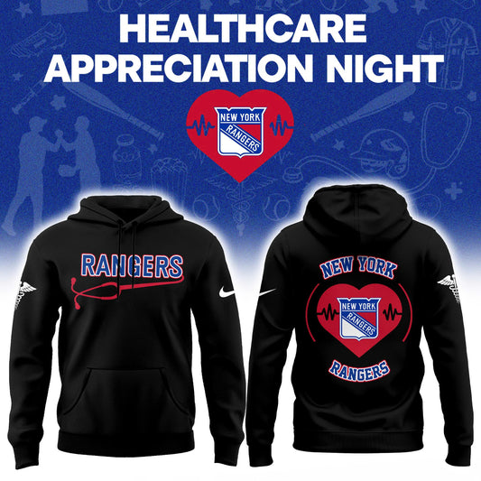2026 New York Rangers Healthcare Appreciation Night Limited Edition Hoodie, Jogger And Cap Outfit Black