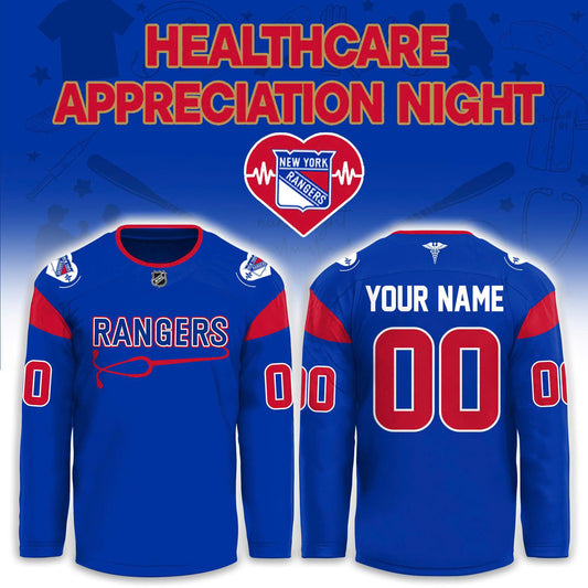 2026 New York Rangers Healthcare Appreciation Night Hockey Limited Edition Jersey, Jogger And Cap Outfit