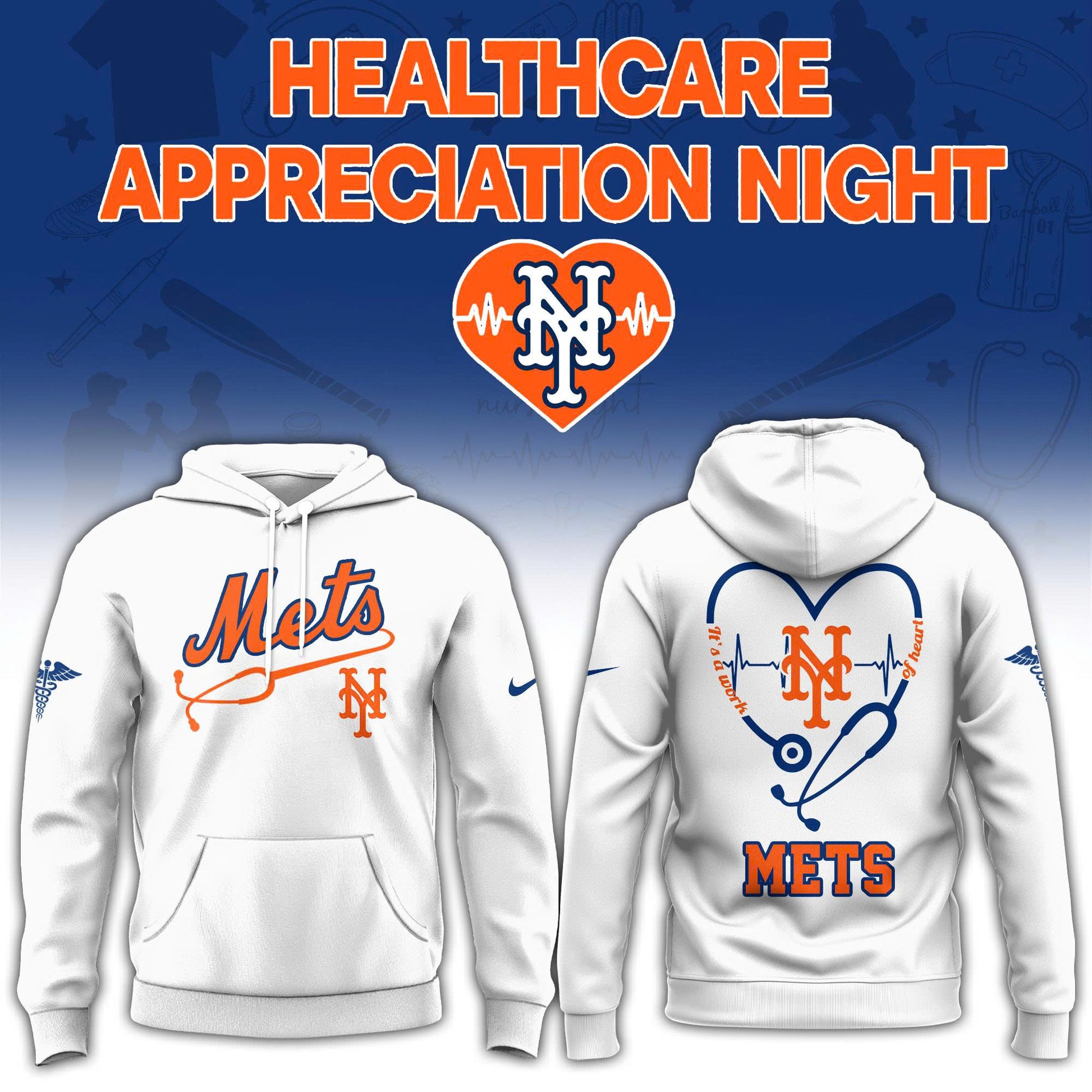 2026 New York Mets Healthcare Appreciation Night Limited Edition Hoodie Jogger And Cap White Outfit