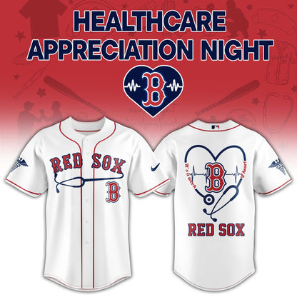 2026 Boston Red Sox Healthcare Appreciation Night Limited Edition Jersey Jogger And Cap Outfit White