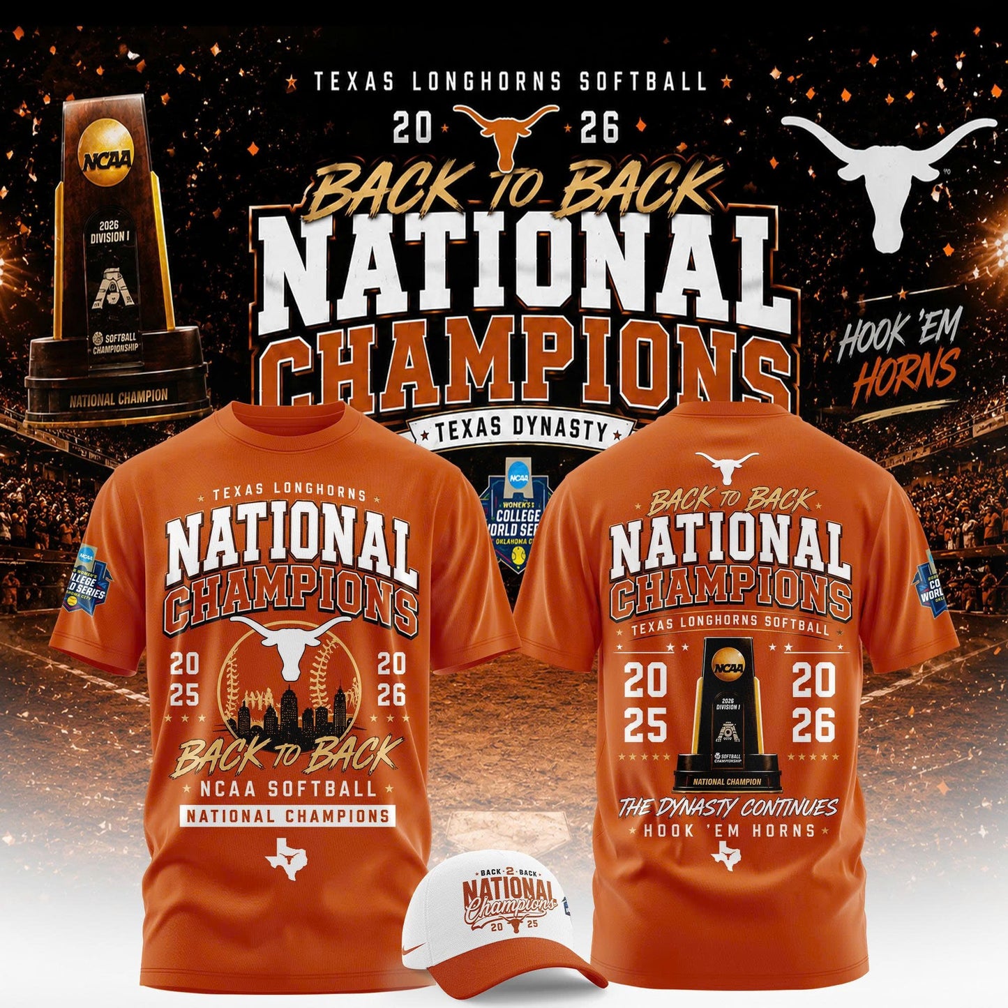2026 WCWS Back-To-Back National Champions Tshirt