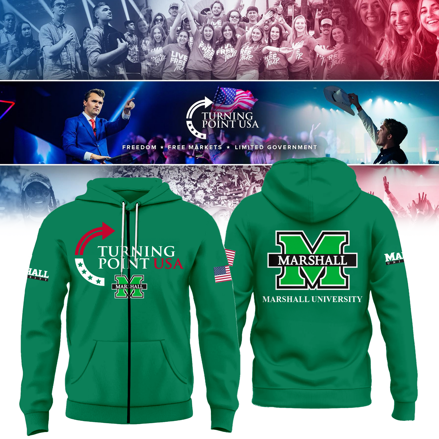 Marshall University Freedom Zip Hoodie